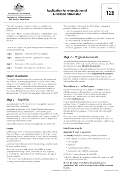 Form 128 &ndash; Application for renunciation of Australian citizenship