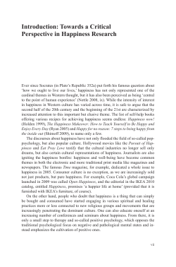 Introduction: Towards a Critical Perspective in Happiness Research