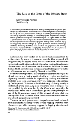 The Rise of the Ideas of the Welfare State