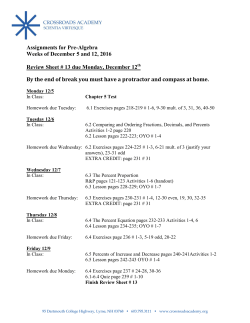 Assignments for Pre-Algebra Weeks of December 5 and 12, 2016