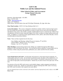 GOVT 301 Public Law and the Judicial Process
