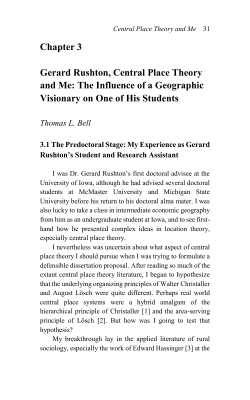 Chapter 3 Gerard Rushton, Central Place Theory and Me: The