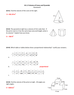 10.1.3 Volume of Cones and Pyramids Homework 10