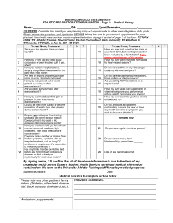Athletic PPE Form - Eastern Connecticut State University