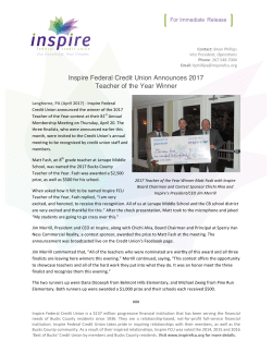 Teacher of the Year Winner - Inspire Federal Credit Union