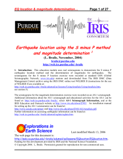 Earthquake location using the S minus P method