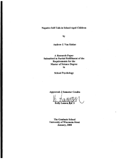 Negative Self-Talk in School-Aged Children by Andrew J. Van