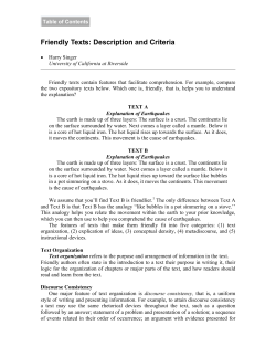 Friendly Texts: Description and Criteria