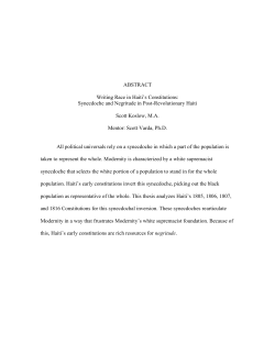 ABSTRACT Writing Race in Haiti`s Constitutions: Synecdoche and