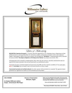 Letter of Authenticity - Millionaire gallery Prague