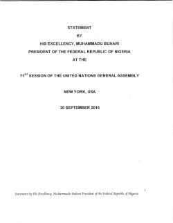 STATEMENT BY HiS EXCELLENCY