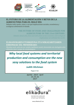 El futuro de la alimentaci&oacute;n y la Agricultura en el Siglo XXI.