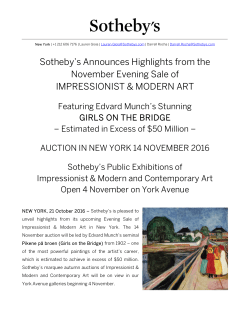 Sotheby`s Announces Highlights from the November Evening Sale