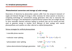 9.3 Artificial photosynthesis Photochemical conversion and storage