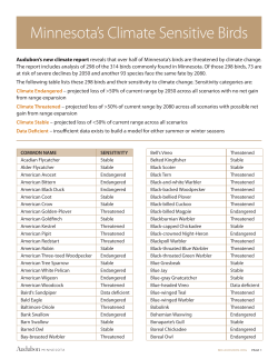 Minnesota`s Climate Sensitive Birds