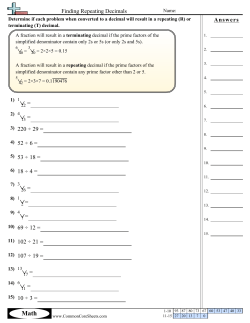 Finding Repeating Decimals