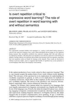 Is overt repetition critical to expressive word learning? The role of