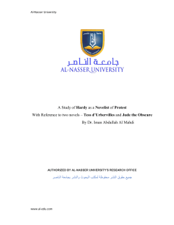 A Study of Hardy as a Novelist of Protest With Reference to two