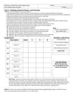 Unit 4 &ndash; Bonding, Chemical Names, and Formulas Assignments