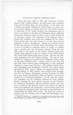PUYALLUP INDIAN RESERVATION* During the years 1818 to 1846