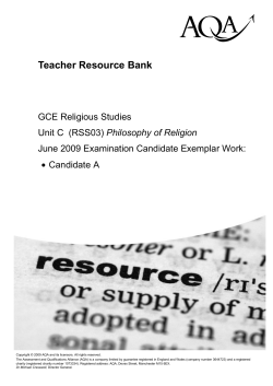 A-level Religious Studies Candidate exam responses RSS03