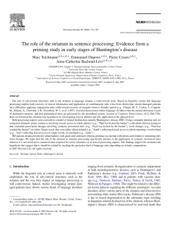 The role of the striatum in sentence processing: Evidence from a