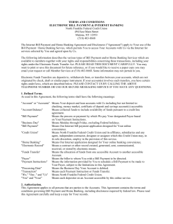 TERMS AND CONDITIONS ELECTRONIC BILL PAYMENT