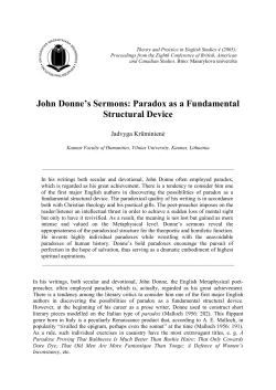 John Donne`s Sermons: Paradox as a Fundamental Structural Device