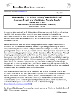 May Meeting - Dr. Kristen Uthus of New World Orchids Japanese