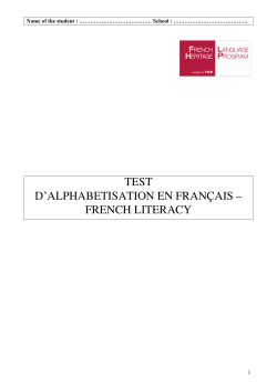 TEST D`ALPHABETISATION EN FRAN&Ccedil;AIS &ndash; FRENCH LITERACY