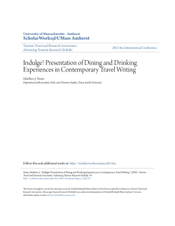 Indulge! Presentation of Dining and Drinking Experiences in