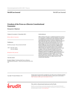 Freedom of the Press as a Discrete Constitutional Guarantee