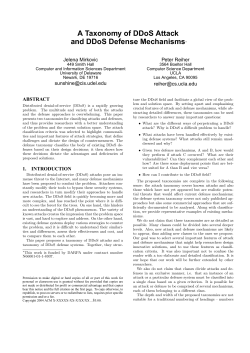 A Taxonomy of DDoS Attack and DDoS Defense Mechanisms*