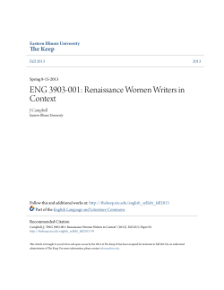ENG 3903-001: Renaissance Women Writers in - The Keep