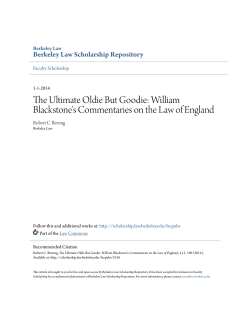 The Ultimate Oldie But Goodie: William Blackstone`s Commentaries