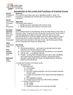 Introduction to the Levels and Functions of Criminal Courts
