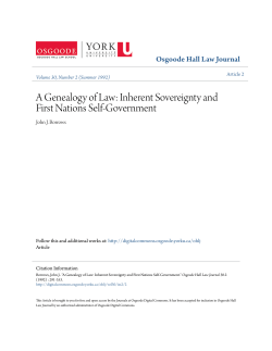 Inherent Sovereignty and First Nations Self-Government