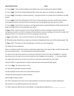 Special Relativity WS Answers