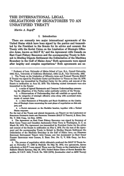 International Legal Obligations of Signatories to an Unratified Treaty