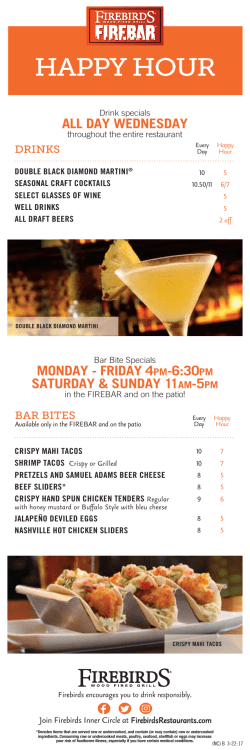 happy hour - Firebirds Wood Fired Grill | Charlotte, NC