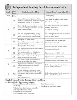 Independent Reading Level Assessment Guide