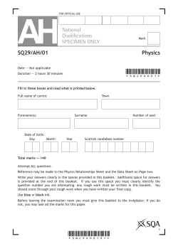 Advanced Higher Physics Specimen Question Paper