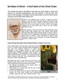 Sai Baba of Shirdi &ndash; A Sufi Saint of the Chisti Order