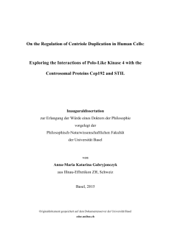 On the Regulation of Centriole Duplication in Human Cells