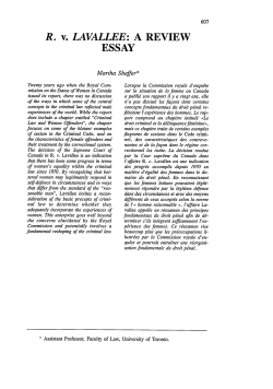 R. v. Lavallee: A Review Essay