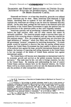 Diamonds are Forever? Implications of United States Antitrust