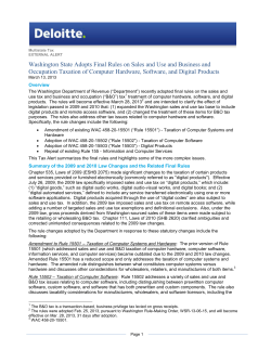 EXTERNAL ALERT Washington State Adopts Final Rules