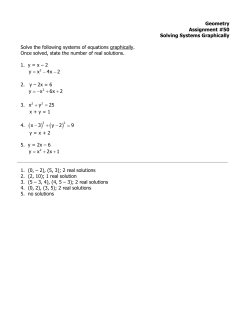 Geometry Assignment #50 Solving Systems Graphically Solve the