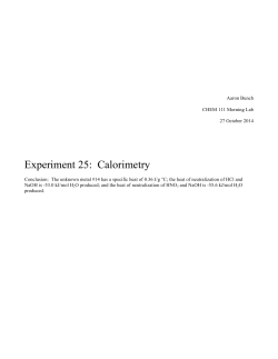 Experiment 25: Calorimetry
