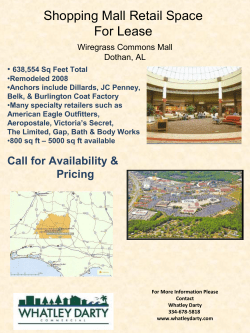Shopping Mall Retail Space For Lease